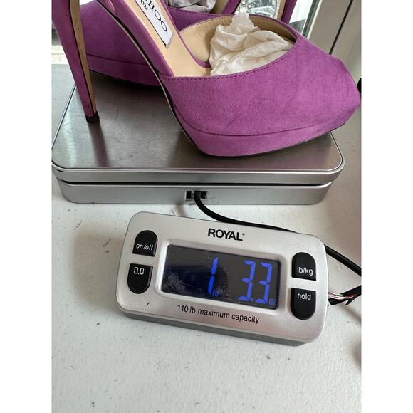 Jimmy Choo Womens Lola Orchid Suede Peep Toe Platform Pump Heels Size 38 - Picture 10 of 10